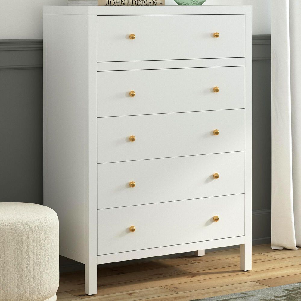 Butler Specialty Company Nora 5-Drawer Tall Dresser in Smooth White, , large