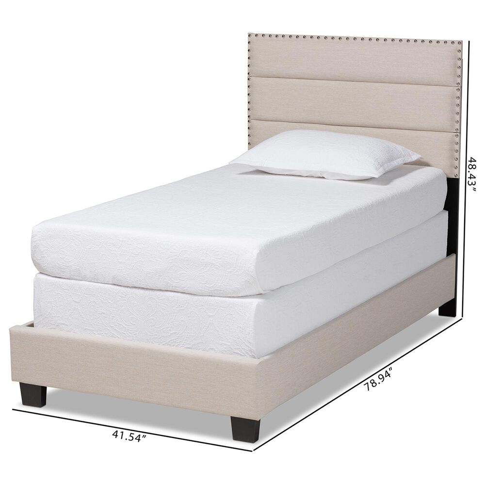 Baxton Studio Ansa Twin Panel Bed with Beige Upholstered in Black, , large