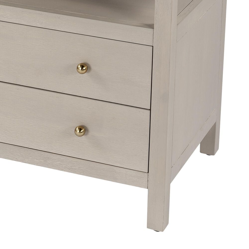 Butler Specialty Company Nora 2-Drawer Wide Nightstand with Open Shelf in Antique Taupe, , large