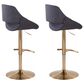 LumiSource Fabrico Swivel Adjustable Bar Stool with Charcoal Noise Fabric Upholstery and Rounded T Footrest in Gold (Set of 2), , large