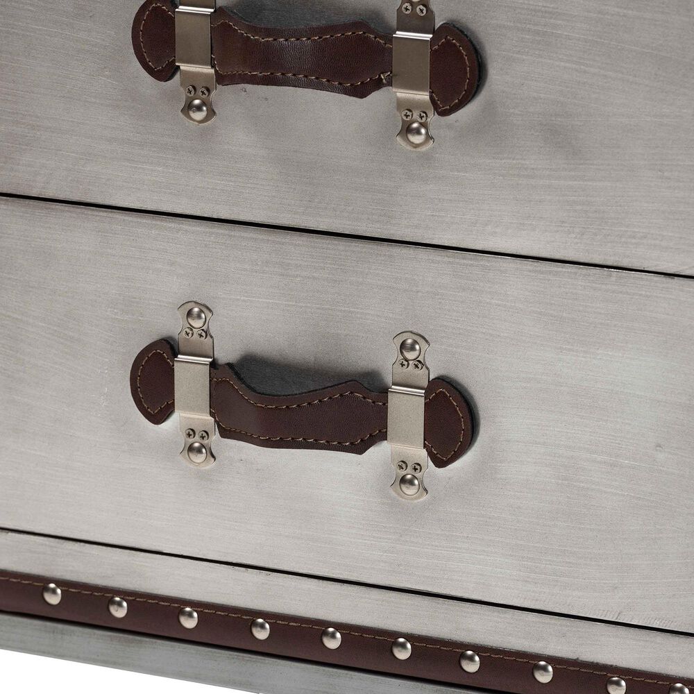 Baxton Studio Jacey 2-Drawer End Table in Silver, , large