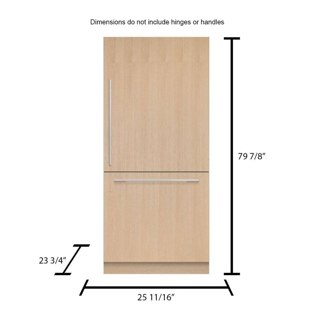 Fisher &amp; Paykel 16.8 Cu. Ft. 80&quot; Tall Integrated Refrigerator on Right Hinge, , large