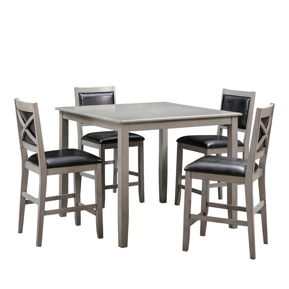 Abbyson Walker 5-Piece Square Counter Height Dining Set in Gray , , large