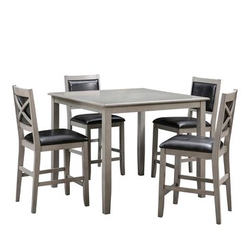 Abbyson Walker 5-Piece Square Counter Height Dining Set in Gray , , large