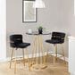 LumiSource Cinch 26" Swivel Counter Stool with Black Upholstery in Gold (Set of 2), , large