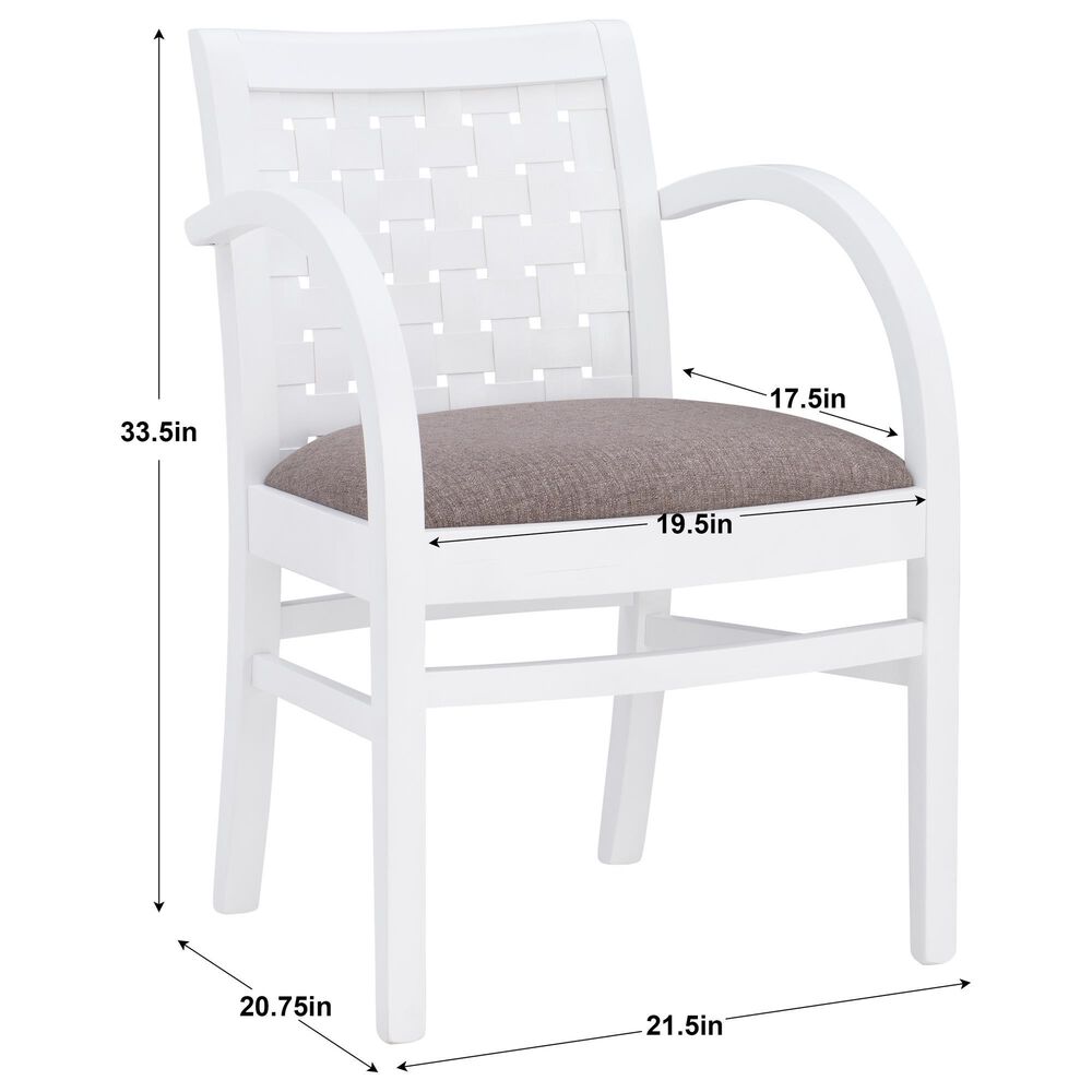 Linon Home Decor Samantha Woven Arm Chair in White, , large