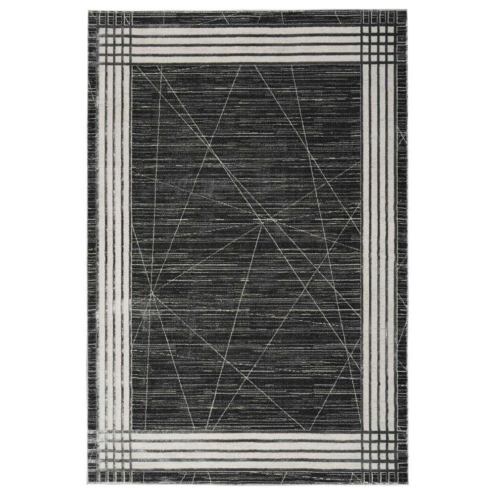 Nourison Desire Geometric 2"3" x 7"6" Charcoal, Silver and White Runner, , large