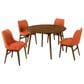 Blue River Arcadia and Azalea 5-Piece 48" Round Standard Height Dining Set with Blue Cushion in Walnut, , large