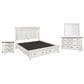 Riva Ridge Caraway 4 Piece King Storage Bedroom Set in Aged Ivory and Brown with USB Ports, , large