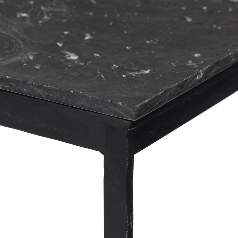 Four Hands Hammered Iron Console Table-Charcoal Marble, , large