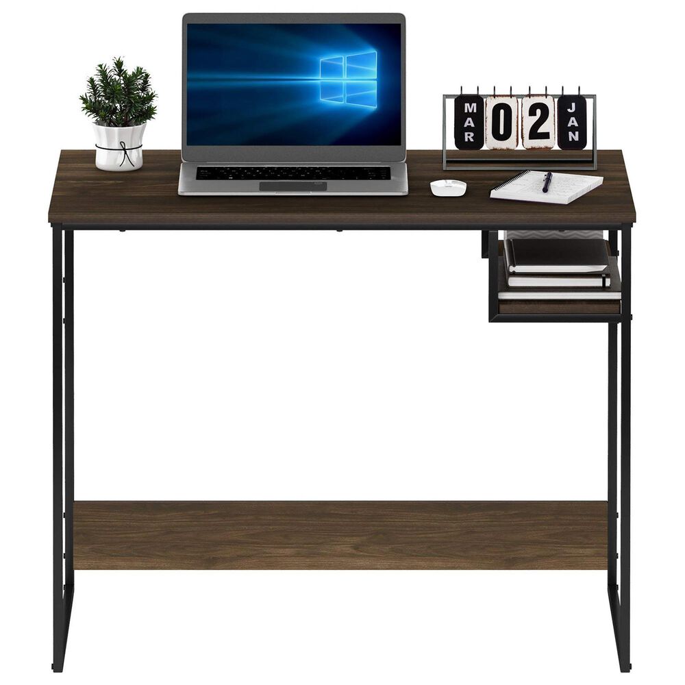 HOMLUX Moretti 35" Study Desk with Open Storage Space in Columbia Walnut, , large