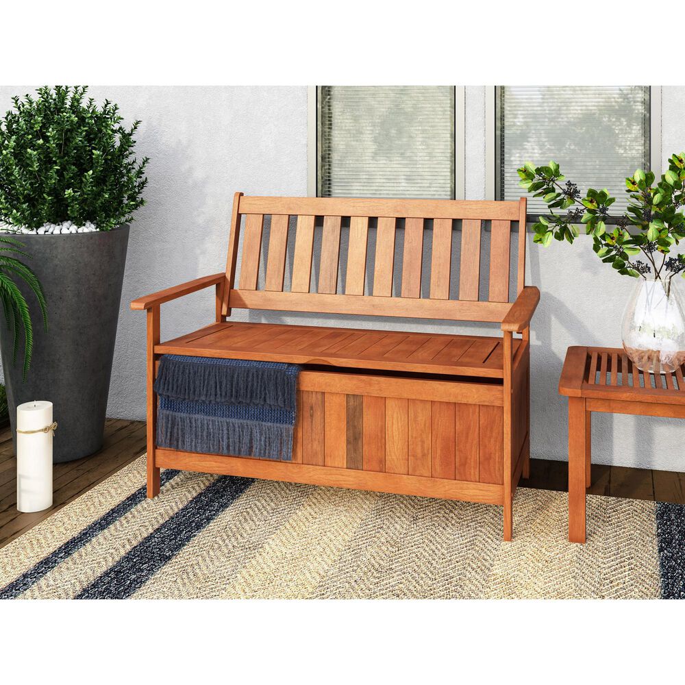 CorLiving Miramar Patio Storage Bench in Brown, , large