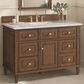 James Martin Vanities Lorelai 48" Single Vanity in Mid-Century Walnut with 3 cm Carrara White Marble Top, , large