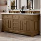 James Martin Vanities Brookfield 72" Double Bathroom Vanity in Honey Oak with 3cm Ethereal Noctis Quartz Top and Rectangular Sinks, , large