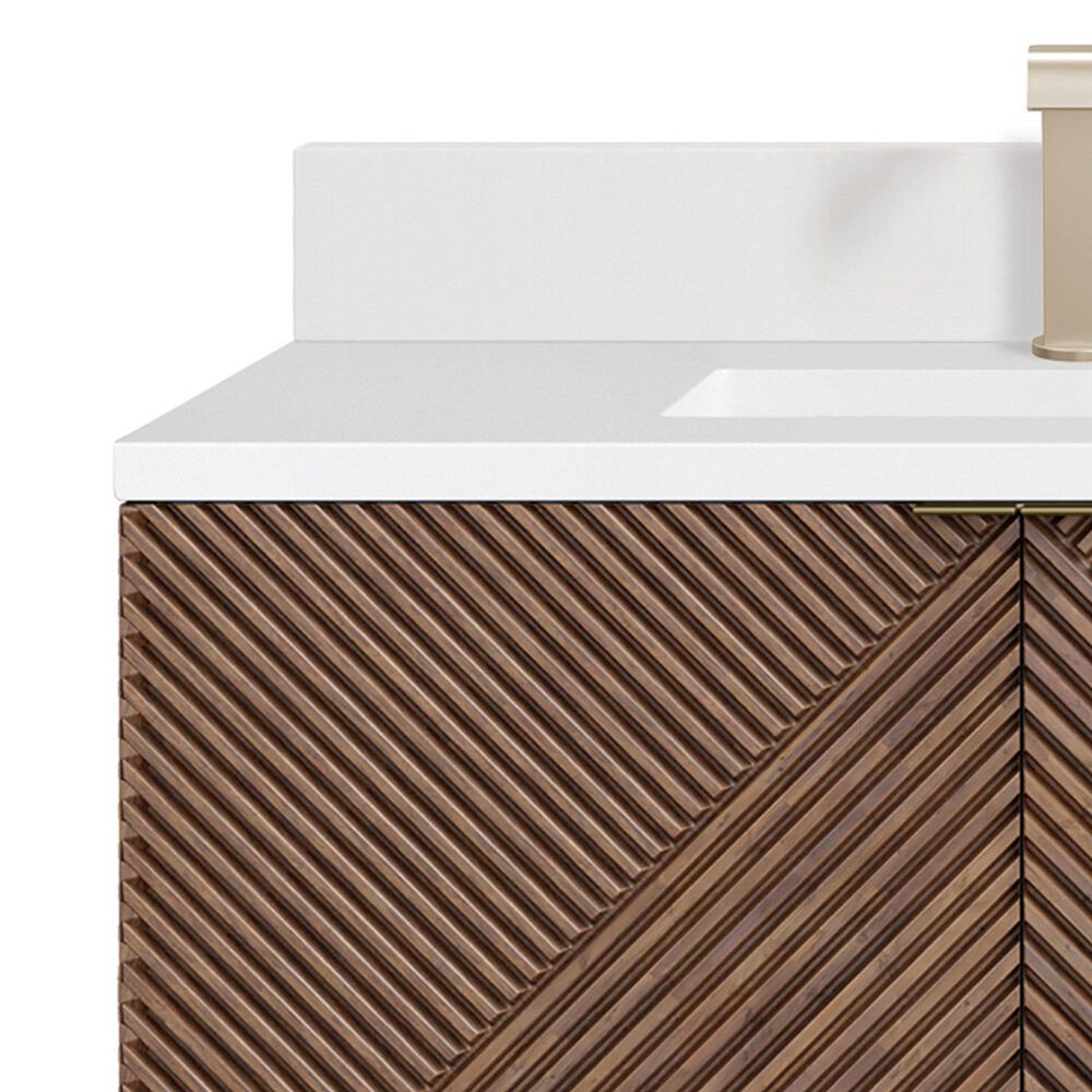 James Martin Vanities Marcello 72" Double Bathroom Vanity in Chestnut with Single Hole 3 cm White Zeus Quartz Top and Rectangular Sinks, , large