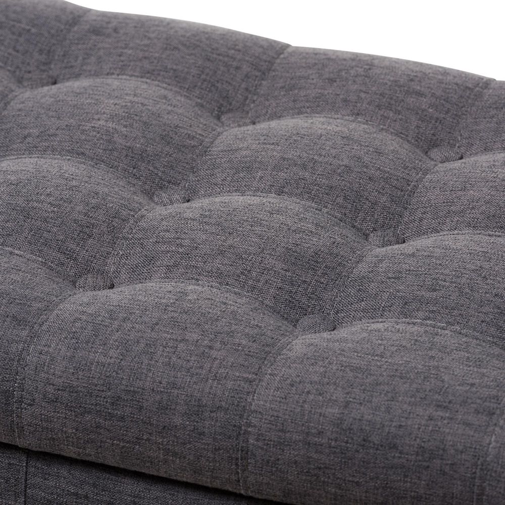 Baxton Studio Kaylee Storage Ottoman Bench in Dark Grey, , large