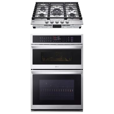 LG 2-Piece Kitchen Package with 6.4 Cu. Ft. Wall Oven and 30" Gas Cooktop in Print Proof Stainless Steel, , large