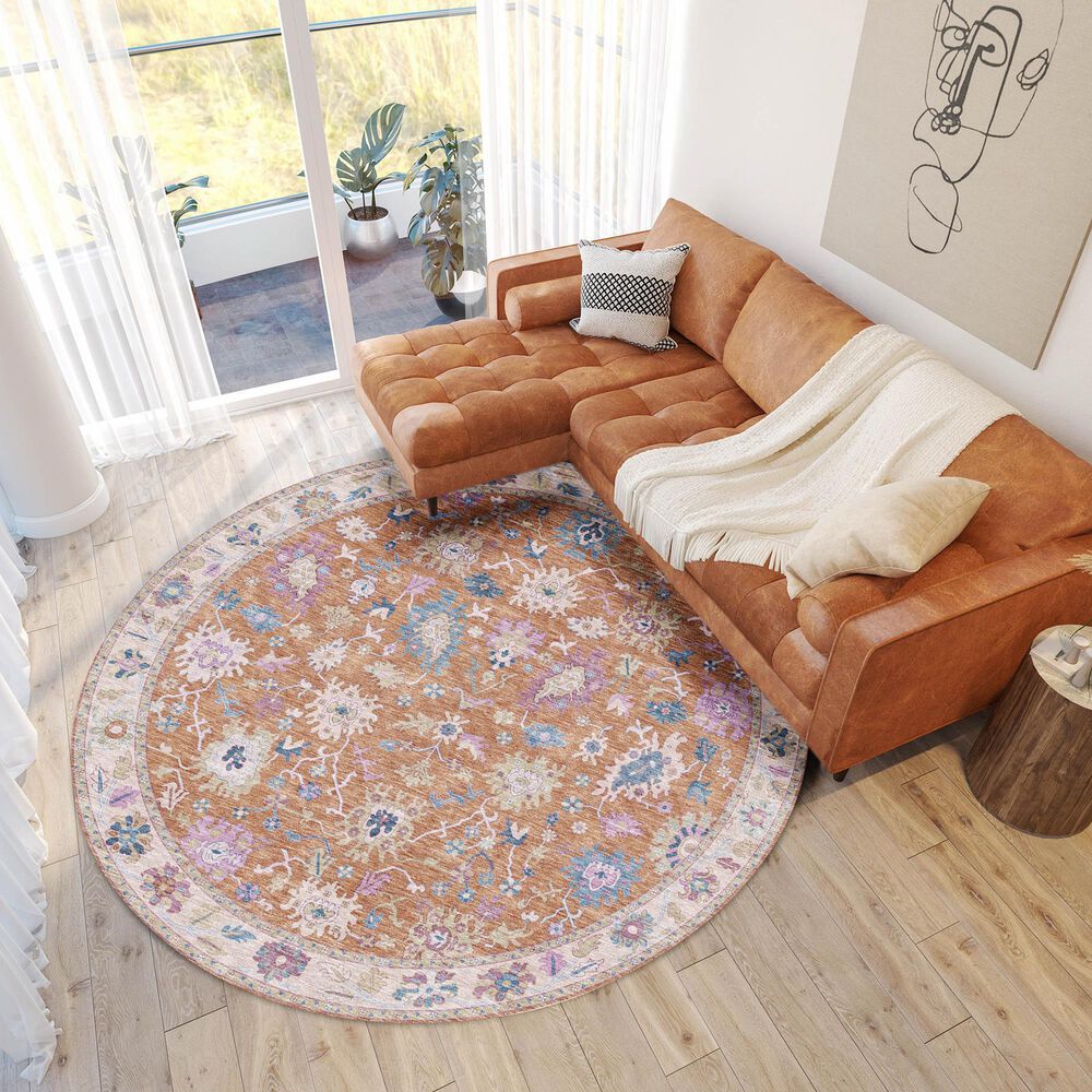 Dalyn Rug Company Hatay 8&#39; Round Orange Area Rug, , large