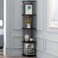HOMLUX 5-Tier Modern Tall Corner Open Bookshelf in Black and Grey, , large