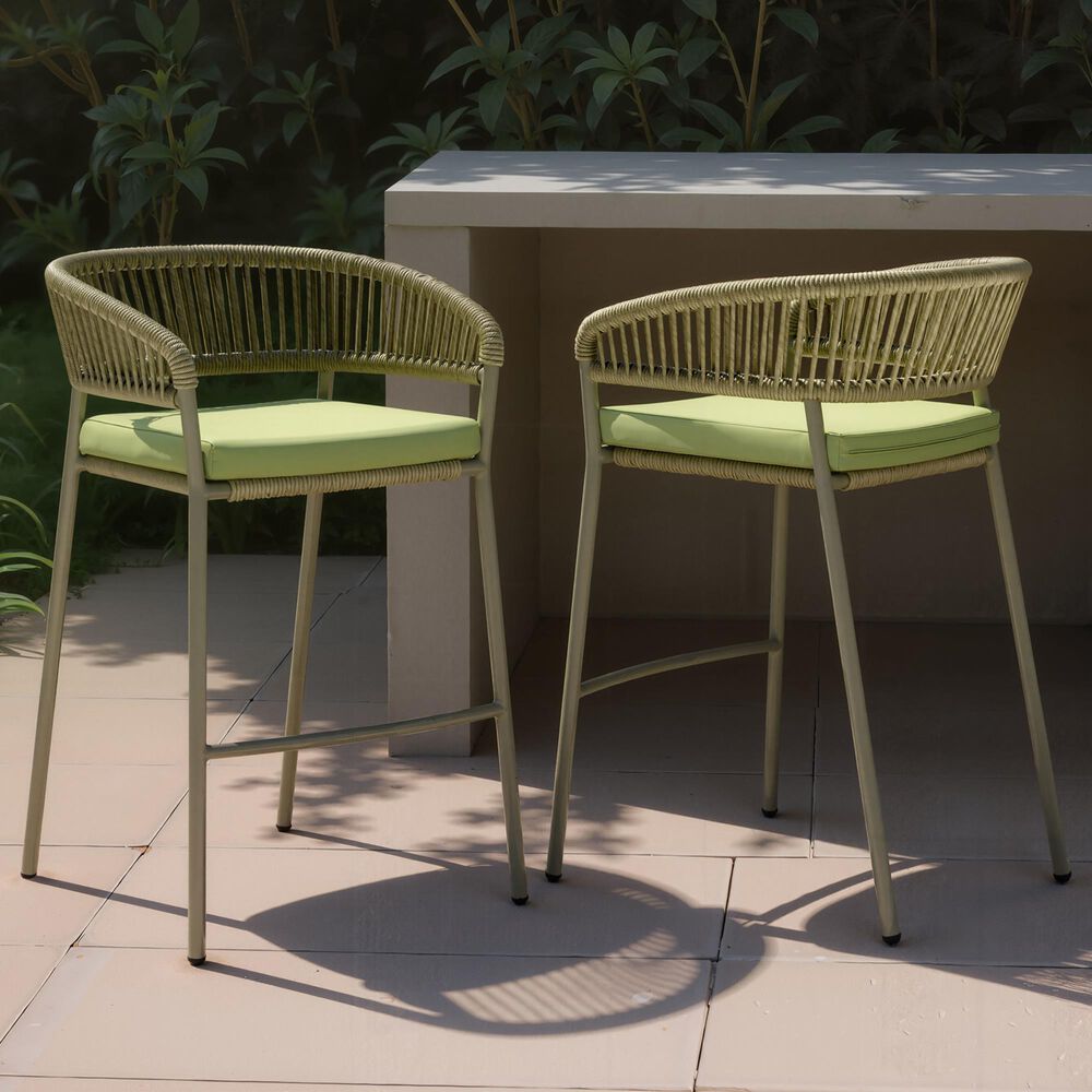 Zuo Modern Skye Patio Barstool in Green (Set of 2), , large