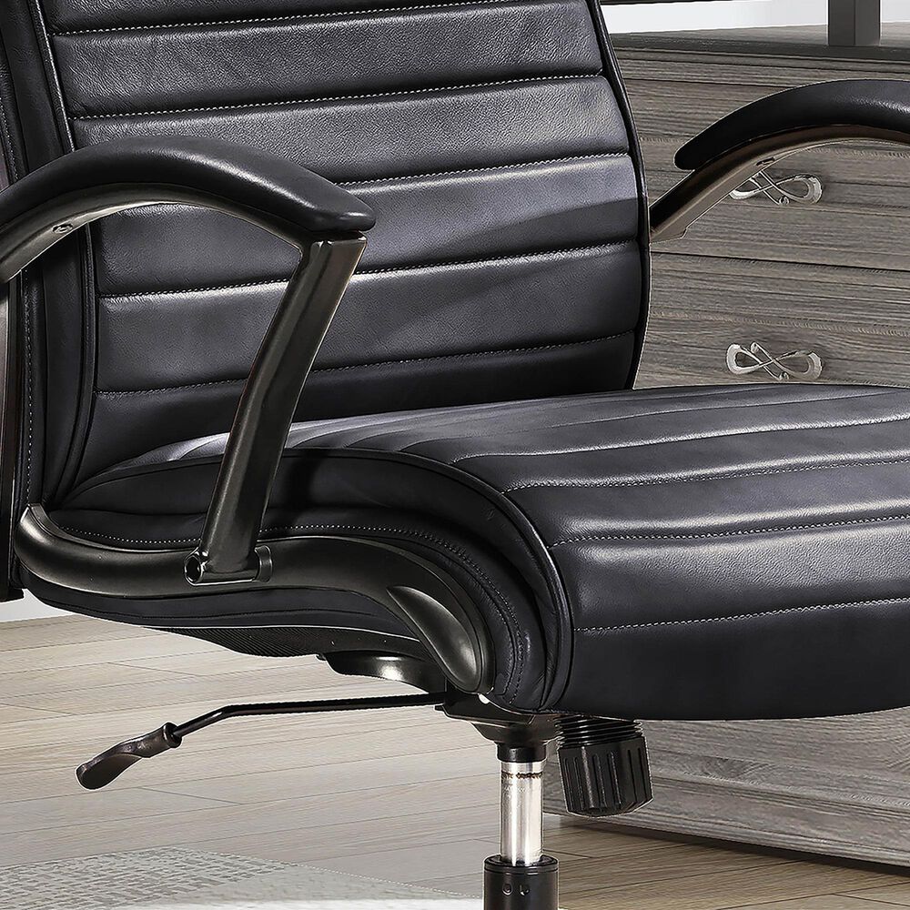 Simeon Collection Leather Desk Chair in Smooth Black, , large
