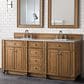 James Martin Vanities Bristol 72" Double Bathroom Vanity in Saddle Brown with 3 cm Carrara White Marble Top and Rectangular Sinks, , large