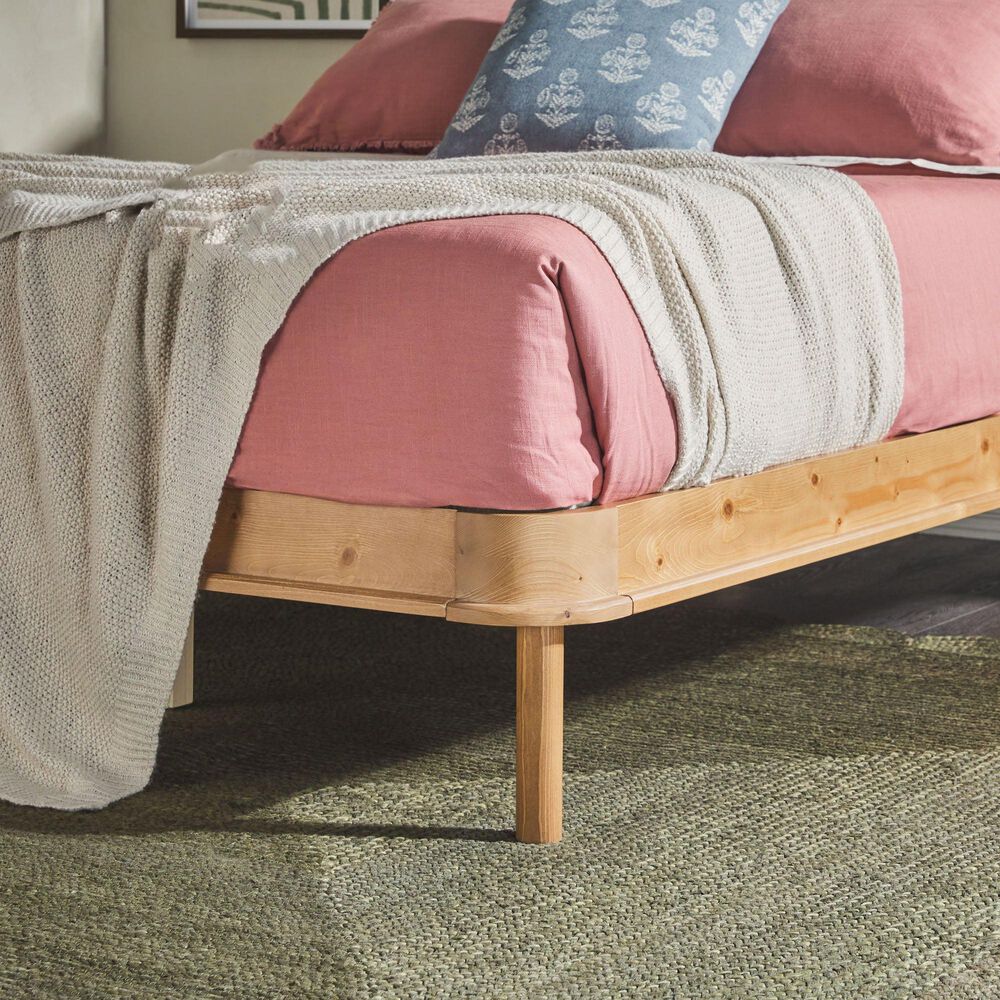 Walker Edison Annette Queen Platform Bed in English Oak, , large