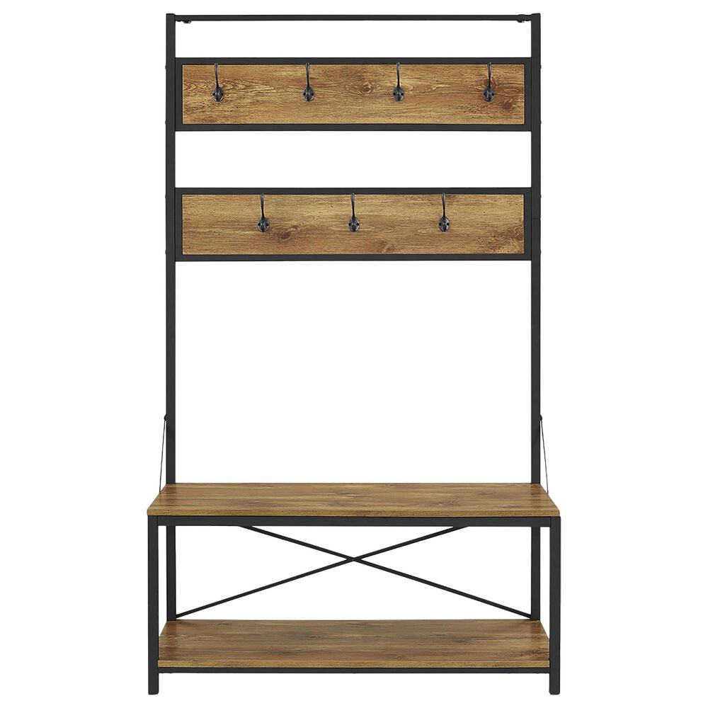 Walker Edison 72&quot; Metal and Wood Hall Tree in Barnwood, , large