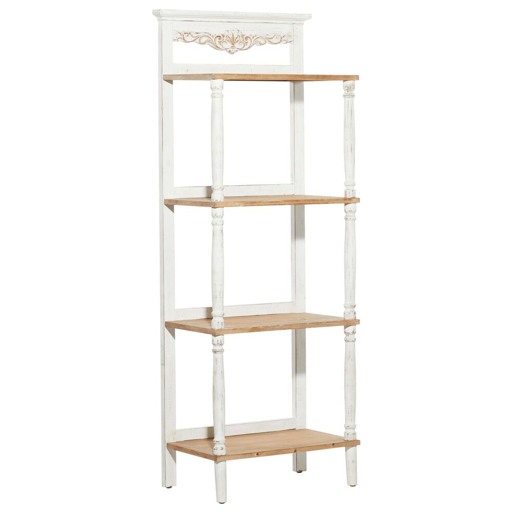 Maple and Jade 57" Farmhouse Wood Shelving Unit White, , large