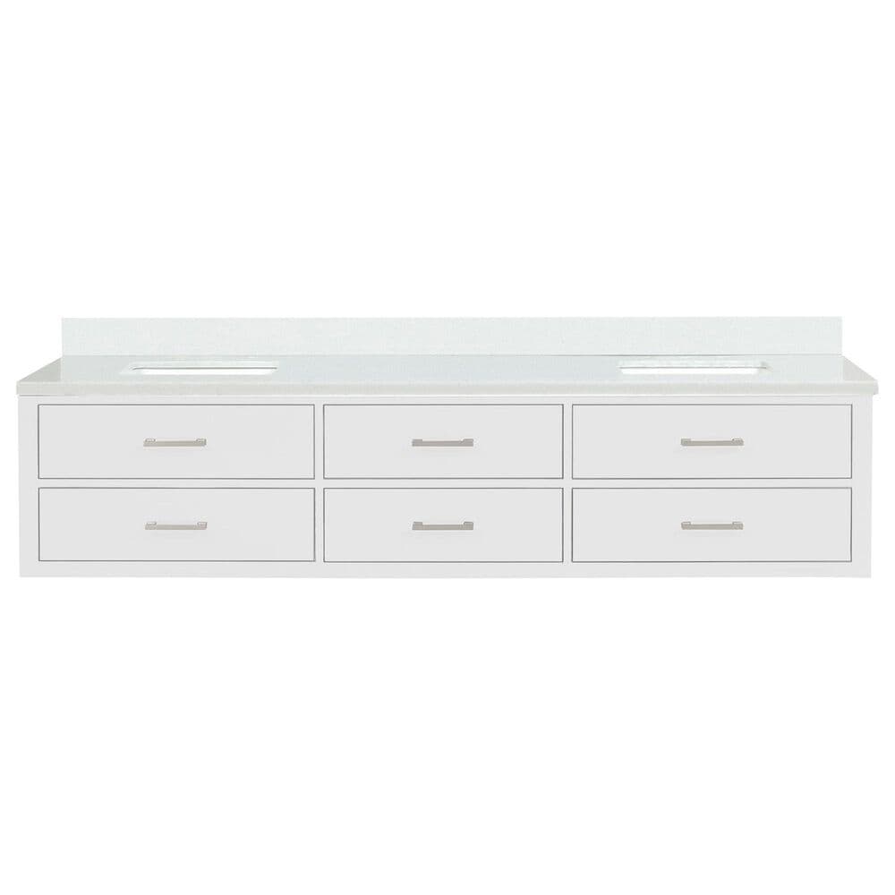 Lexora Home Castor 84&quot; Double Bathroom Vanity in White with 2 cm White Quartz Top and Rectangular Sinks, , large