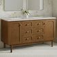 James Martin Laurent 60" Double Bathroom Vanity in Honey Oak with 3 cm Eternal Jasmine Pearl Silestone Top and Rectangular Sinks, , large
