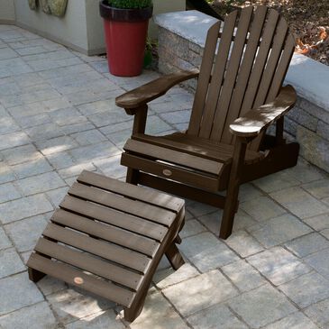 Highwood USA Hamilton Folding & Reclining Adirondack Chair with Ottoman in Weathered Acorn, , large