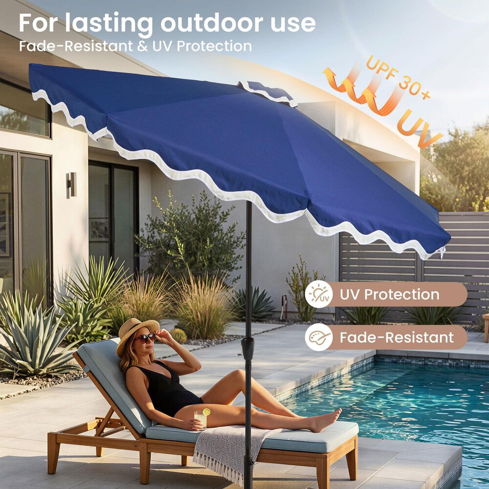 HOMLUX 10' Patio Umbrella in Dark Blue, , large
