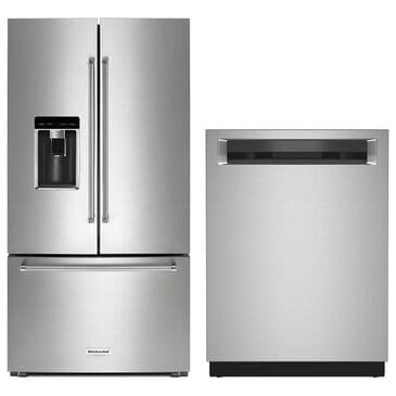 KitchenAid 2-Piece Kitchen Package with 23.8 Cu. Ft. Refrigerator and 24" Built In Pocket Handle Dishwasher in Stainless Steel, , large