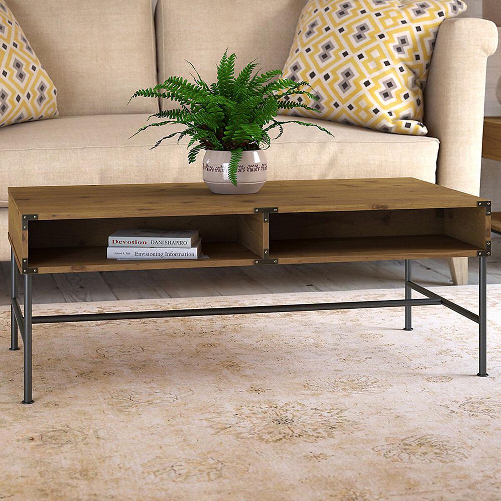 Bush kathy ireland Home Ironworks Coffee Table in Vintage Golden Pine, , large