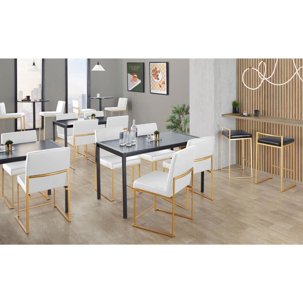 LumiSource Fuji 26" Stacker Counter Stool with Black Upholstery in Gold (Set of 2), , large
