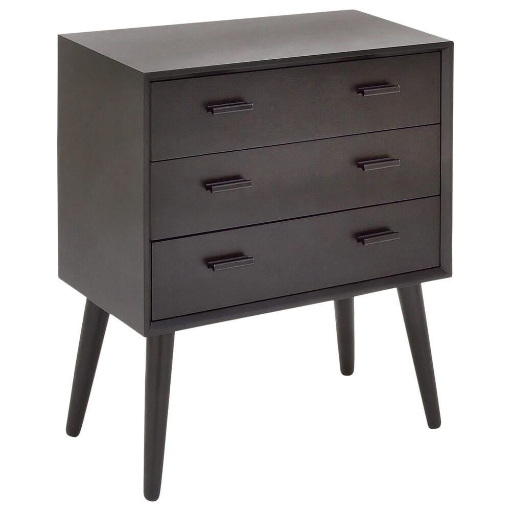 Maple and Jade 3-Drawer Modern Chest in Black, , large