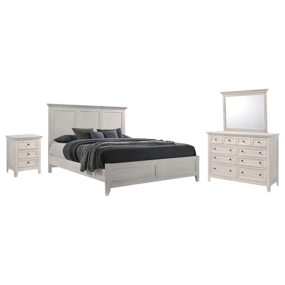 Hawthorne Furniture San Mateo 4-Piece King Panel Bedroom Set in Rustic White, , large