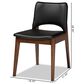 Baxton Studio Afton Side Chair with Black Faux Leather in Walnut Brown (Set of 2), , large