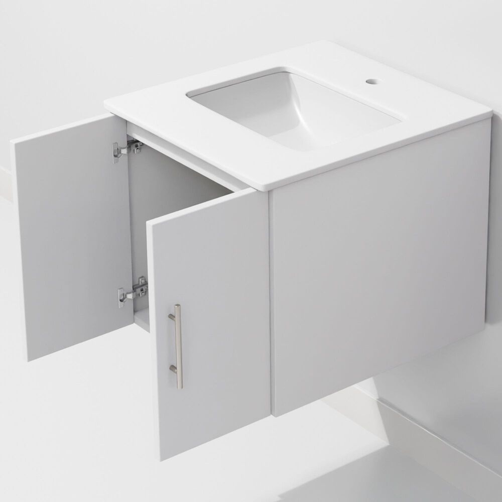 Lexora Home Geneva 24" Single Bathroom Vanity in Glossy White with 2 cm White Cultured Marble Top and Rectangular Sink, , large