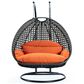 Leisuremod Patio 2-Seat Hanging Egg Swing Chair with Orange Cushion in Charcoal, , large