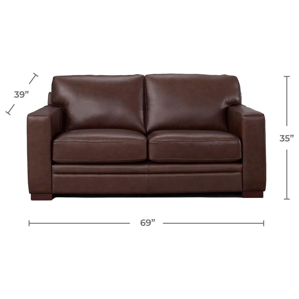 Amax Leather Chatsworth Stationary Loveseat in Raisin Brown, , large