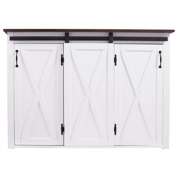 Southern Enterprises Leshire Barn-Door Kitchen Island in Dark Brown and White, , large