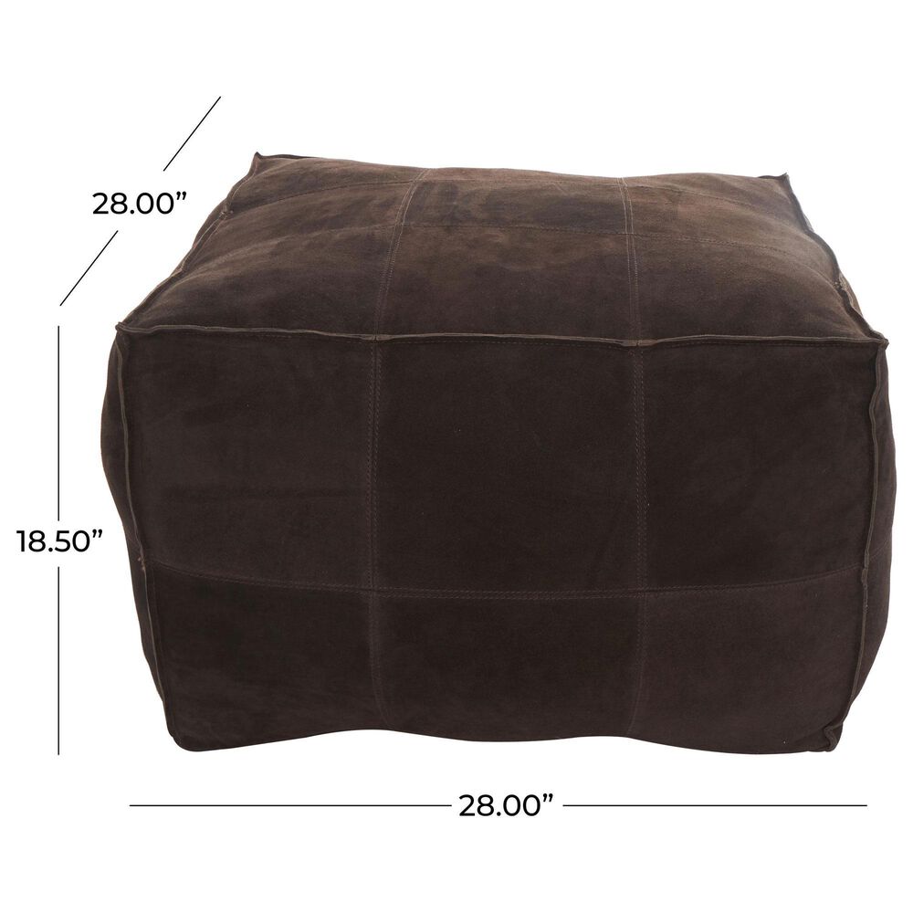 Maple and Jade 28&quot; Low Profile Square Stuffed Pouf in Dark Brown, , large