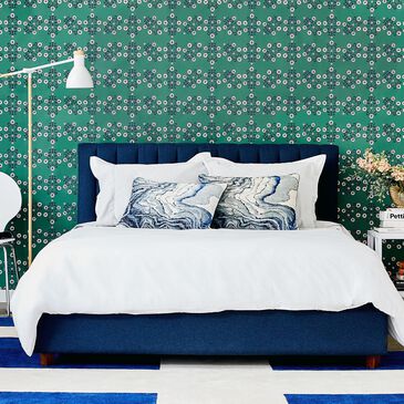 Tempaper Novogratz Block Print Floral Emerald Peel and Stick Wallpaper, , large