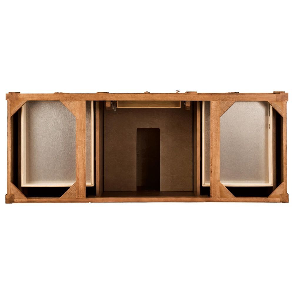 James Martin Vanities Brittany 60&quot; Single Bathroom Vanity in Saddle Brown with Single Hole 3 cm White Zeus Quartz Top and Rectangular Sink, , large