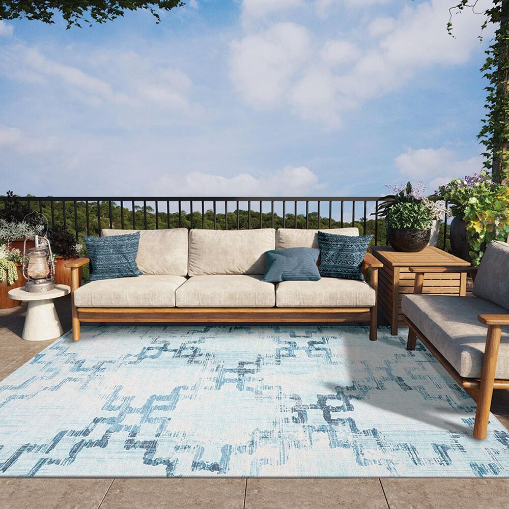 Dalyn Rug Company Sedona Geometric 8&#39; x 10&#39; Skydust Indoor/Outdoor Area Performance Rug, , large