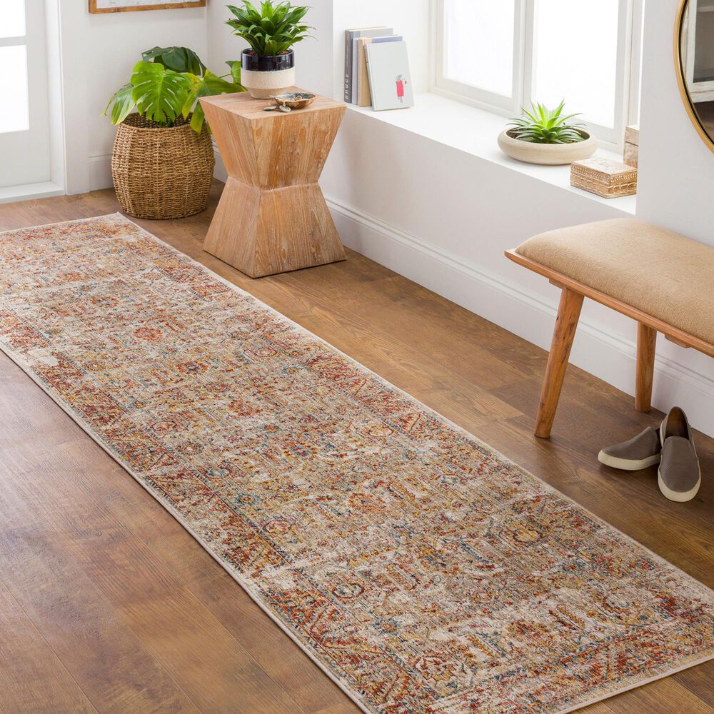 Surya Aspendos 2&#39;7&quot; x 7&#39;3&quot; Dusty Pink, Rust, Burgandy, Wheat, Taupe, Gray, Charcoal, Denim, Black and Cream Runner, , large