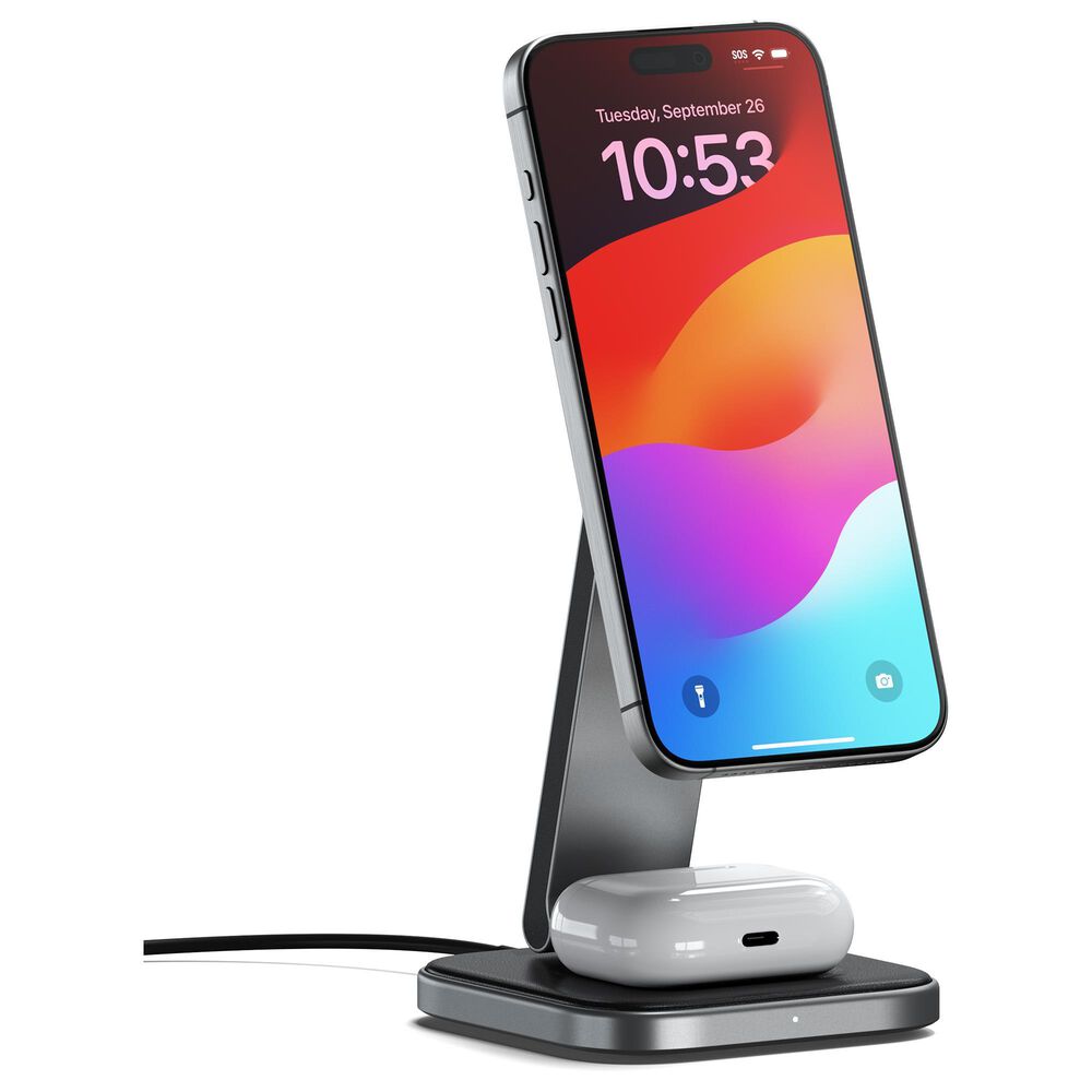 Satechi 2-in-1 Foldable Qi2 Wireless Charging Stand in Space Gray, , large