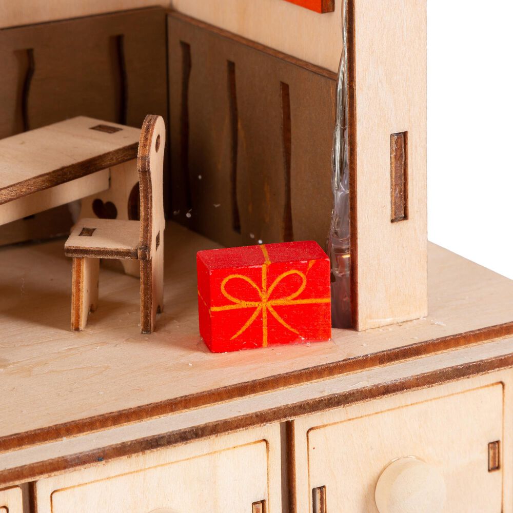 The Gerson Company Lighted Laser Cut Wood Holiday Scene Advent Calendar in Multicolor, , large